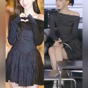 Off-shoulder black mini dress size os